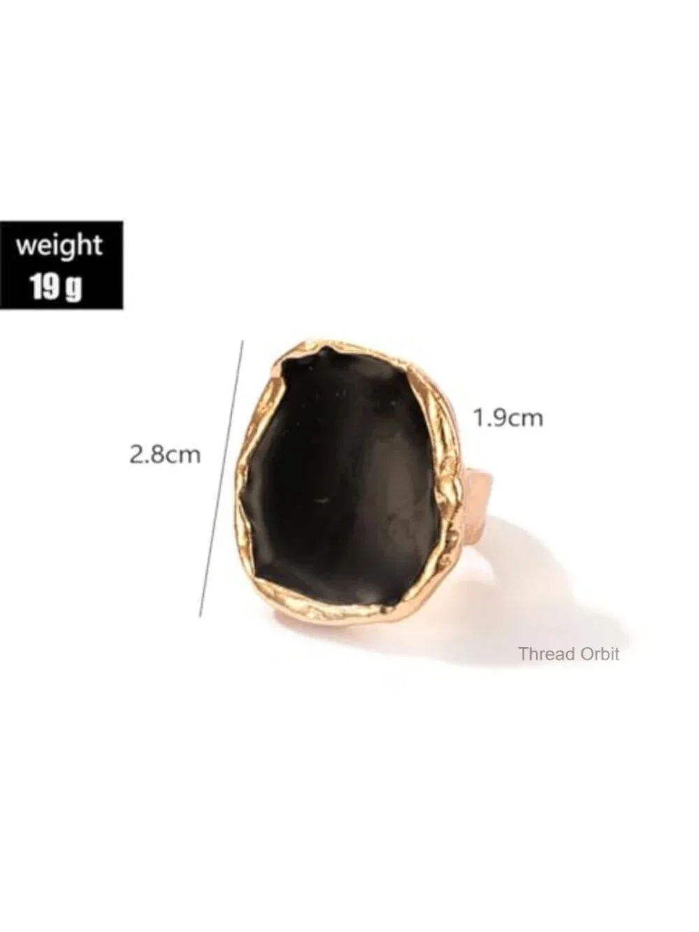Vintage Statement Ring Chunky Cocktail Ring Black Enamel Drip Finger Ring